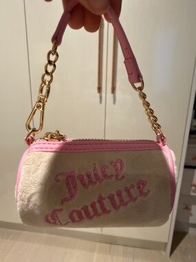 Juicy Couture Cream Mini Bag with Pink Trim and Gold Chain